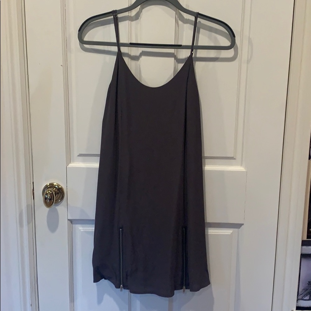 Satin minidress with zippers